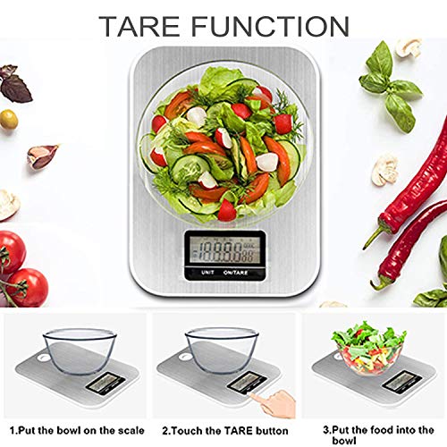 Food Scale, Hangable Digital Kitchen Weight Grams and Ounces for Baking and Cooking, 1g Division, Stainless Steel - Thumbnail 5
