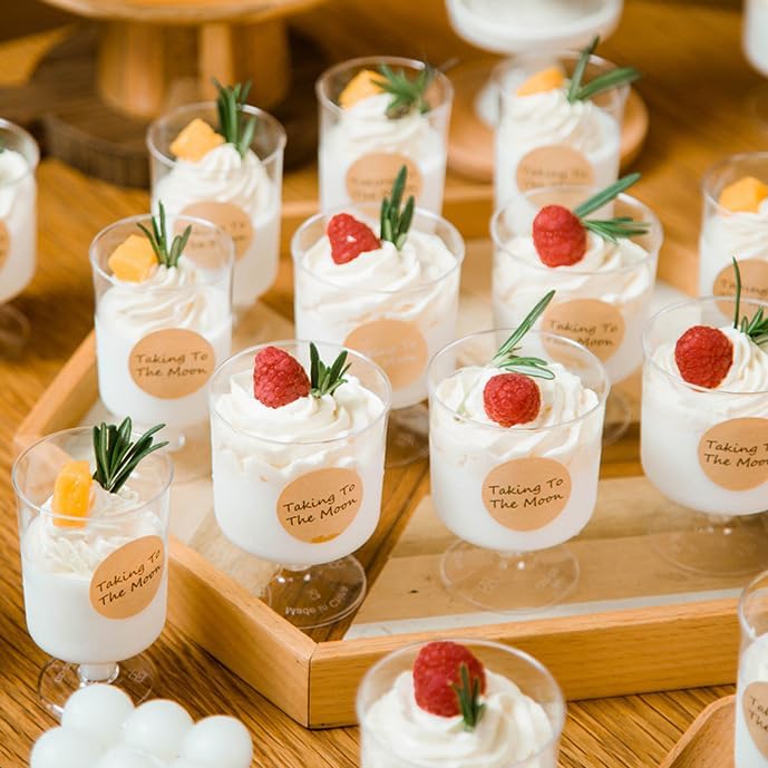 100 Pcs Clear Dessert Cups with Spoons 5 Oz Plastic Parfait Cup Disposable Appetizer Cup Round Serving Goblet Cup Dessert Cup for Party Fruit Ice Cream Mousse Pudding Appetizer Bowl (Clear) - Image 8