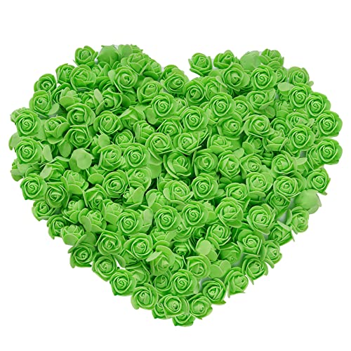 cnomg 200 Stück künstliche Mini-Rosen, künstliche Rosen, Schaumstoff, künstliche Rosen für DIY-Handwerk, Hochzeit, Party, Valentinstag, Festival, Heimdekoration (200, grün) Cover