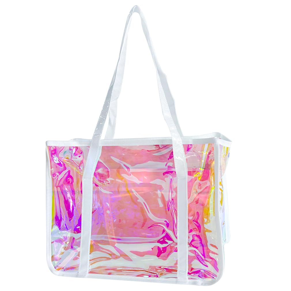 TotePrint Mode Frau Tasche Super-große holographische Strand Todd-Paket TPU-Material Regenbogen transparente wasserdichte Schultertasche