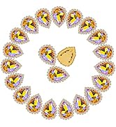 Dropower Teardrop Sew on Rhinestones 30Pcs Flatback Crystal Rhinestone Buttons with Diamond Gold ...