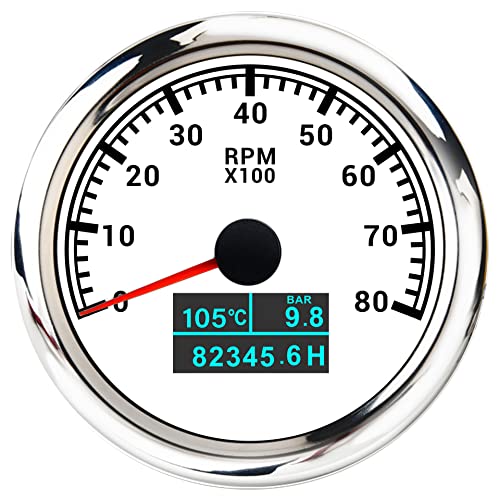 ELING 85 mm 3 en 1 Compte-tours 0-8000 tr/min avec pression d'huile Température de l'eau 7...