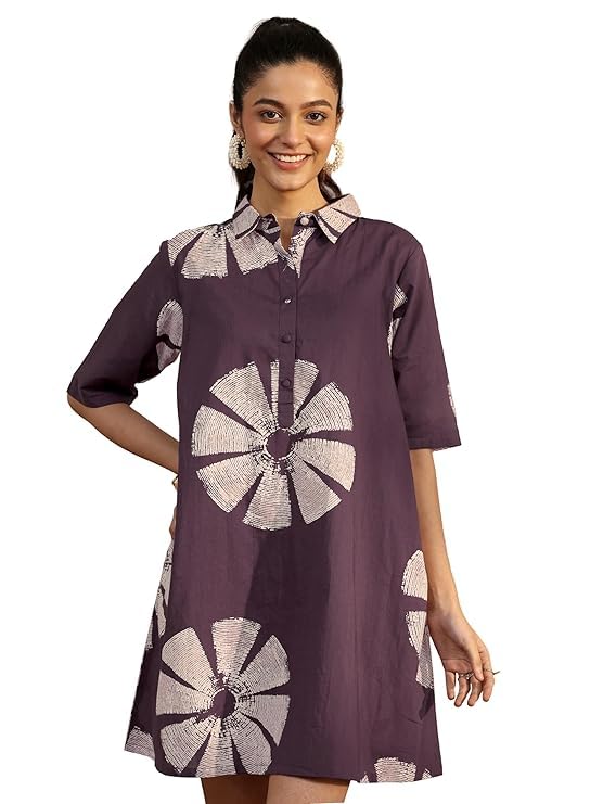Image of Libas Printed Cotton Straight Dress for Women