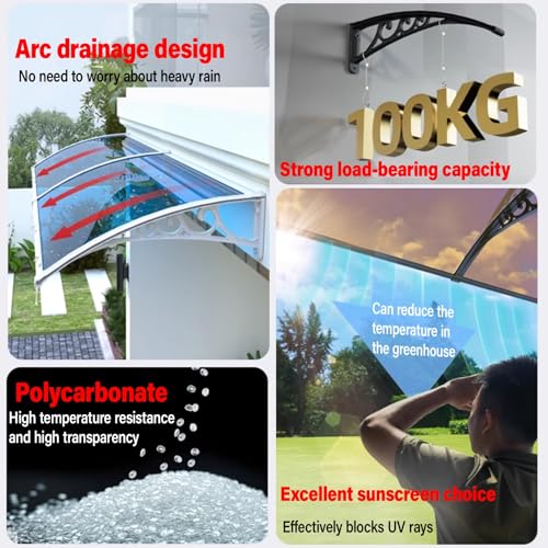 Auvent de porte en polycarbonate transparent pour une protection extérieure optimale