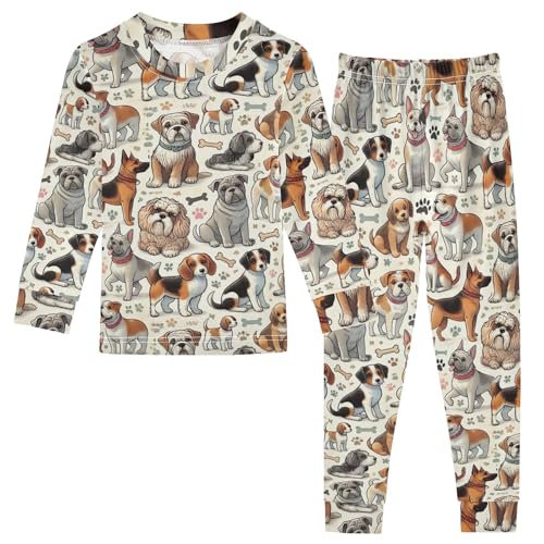 ODAWA Tee and Pant 2-piece Pj Set Dogs Bones Beige Footless Fall Pajamas 18M
