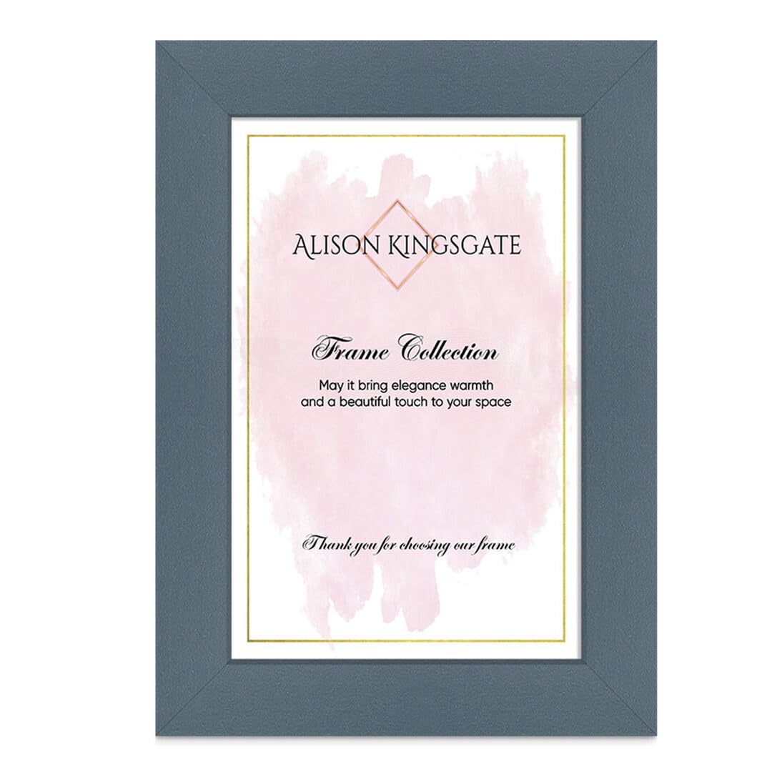 Alison Kingsgate Modern A5 Navy Blue Photo Frame-Engineered Wood Picture Frames with Shatterproof Perspex - Ideal for Certificates -Wall Mount or Tabletop - Multiple Sizes & Colours Available — image 1
