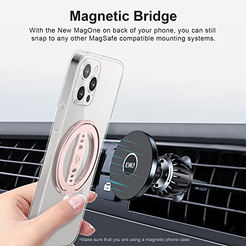 Ewa The New Magone (Upgrade) Compatible With Magsafe Phone Grip Stand With Silicone Finger Strap, Removable Magnetic Ring Holder Kickstand Loop, Only For Iphone 14, 13, 12 Pro/Max/Plus (Pink Gold) #TOP4