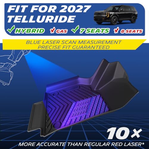 Image of Michelin Vehicle Mats for 2027 Kia Telluride Hybrid 7-Seater (7 Piece) | Not Fit 2020-2025 or Gas, All-Weather TPE Custom Fit Liner, Premier