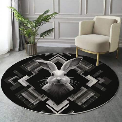 Tapis rond antidérapant et lavable en machine style rétro - 4
