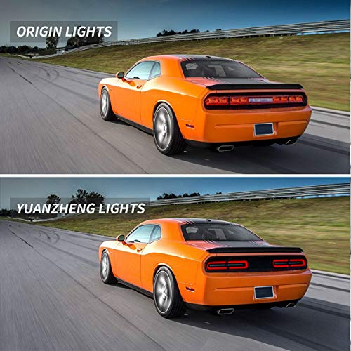 VLAND Full LED Tail Lights for Dodge Challenger Coupe 3rd Gen 2008 2009 2010 2011 2012 2013 2014, with Red Sequential Turn Signal Rear Lamps Assembly, Red Lens Style by YUANZHENG - Image 4