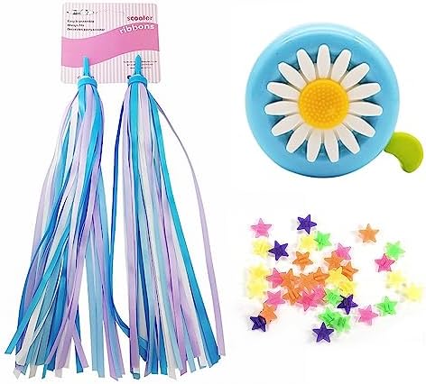SHCHME Kids Bike Bell, Kids Bike Streamer Tassels and Bike Wheel Spokes Beads, Bicycle Scooter Decoration,Children DIY Gift Sets for Girls and Boys
