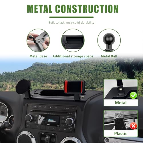Qyebbk Magnetic Phone Mount Holder for 2011-2017 Jeep Wrangler JK JKU Magnet Dash Cell Phone Cradles Adjustable Phone Stand Accessories for Wrangler JK(Not for JL JLU JT) by Qyebbk - Used condition - Image 6