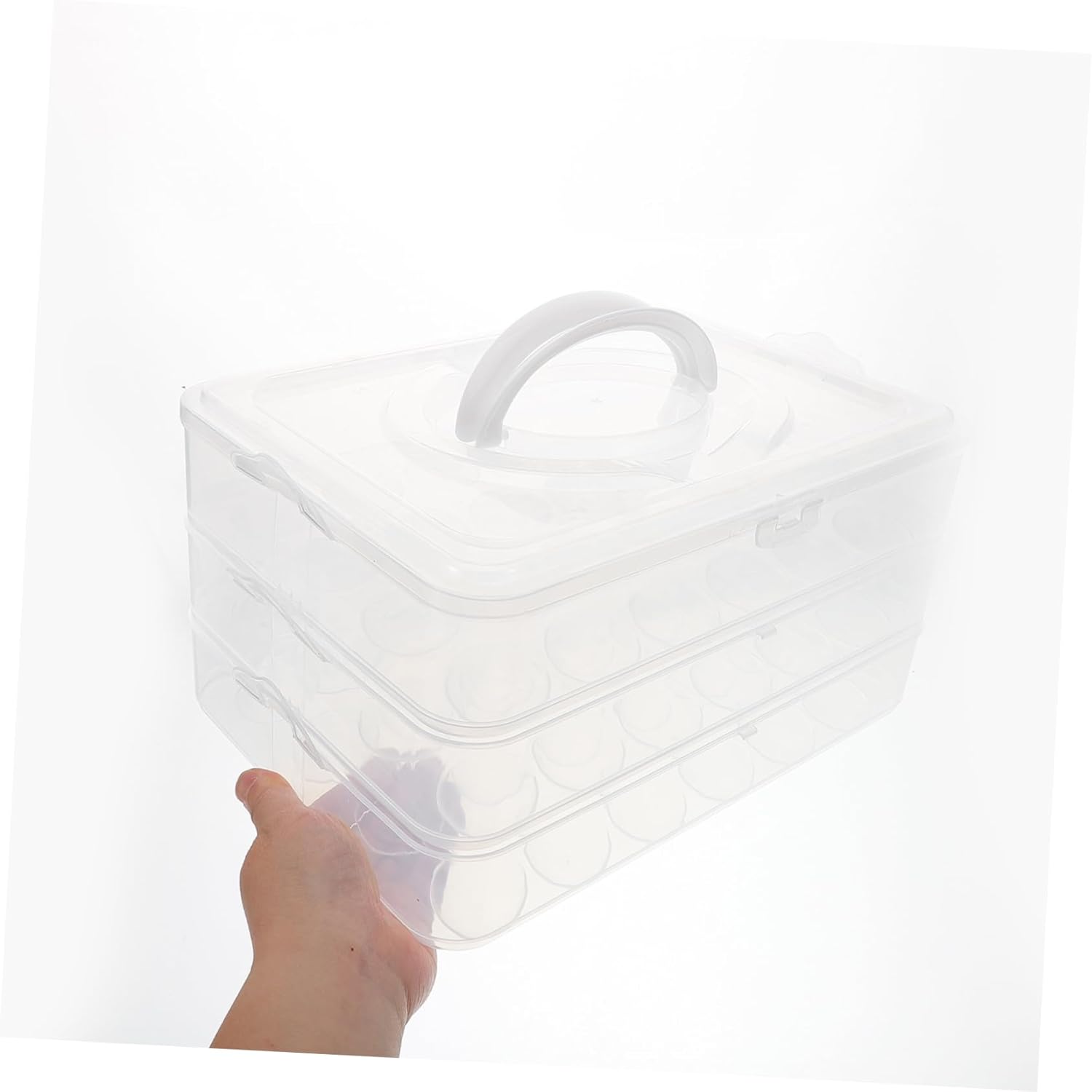 Portable Tray with Lid Stackable Container for Eggs for Parties Holidays and Kitchen Use Design Locking Mechanism and Handle