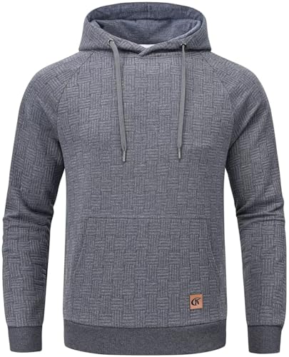 Tyhengta Mens Hoodies Pullover Geometric Texture Casual Hooded Sweatshirts with Kanga Pocket