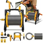 Hose Box, Garden Hose Box with Garden Hose, 30 m Heavy Duty Hose Trolley - 7 Spray Modes, Wall Mountable, UV-Resistant Hose (Hose Roll + 30 m Hose Pipe)