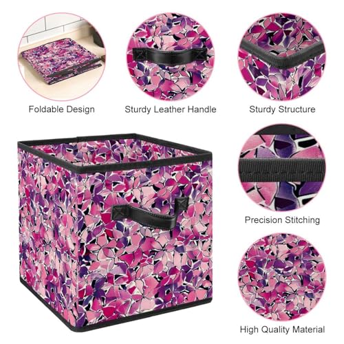 Panier de rangement en tissu fleurs roses pour organiser vos étagères