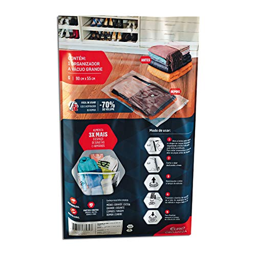 Organizador a Vácuo Grande (90x55 cm) Transparente, VAC9898, Euro Home