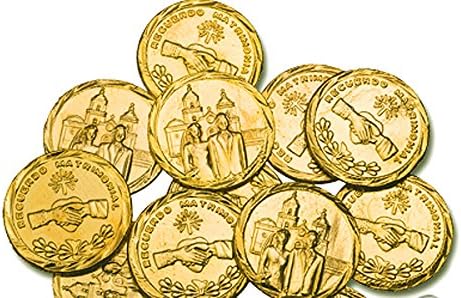 Lassos Boutique 2.5" Gold Wedding Arras Set, Rectangle Gold Arras para Boda with Gold Unity Coins