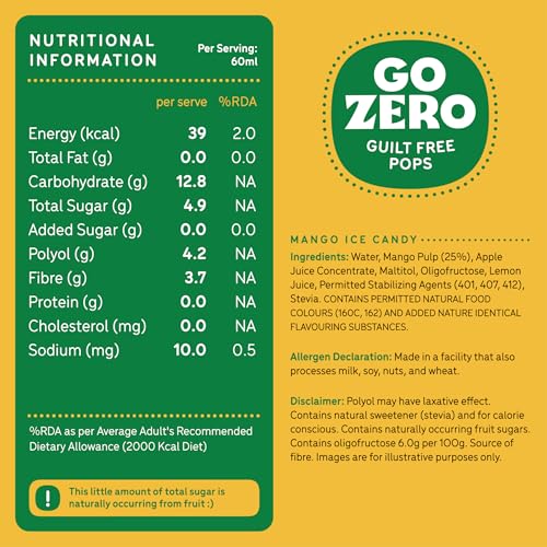 Image of Go Zero Tropical Mango Guilt Free Fruit Pops 60 ml