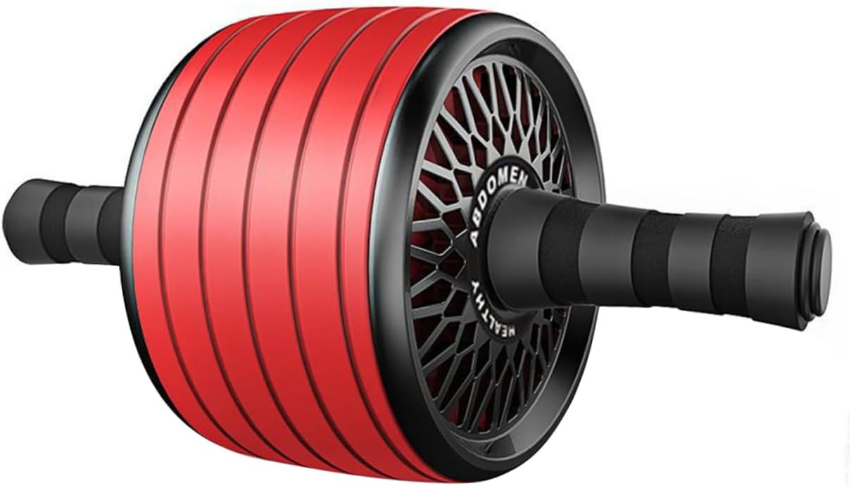 Roller Fitness Equipment for Core Strength Training Quiet Abdominal Wheel with Non Slip Handles for Home Workouts Portable Fitness Device for Men Women Red