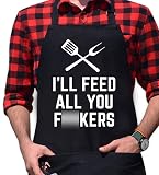 Funny Apron For Men | Birthday Gift For Dad , Husband , Friends | I Will Feed All You Kitchen - Gril