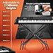 Flexzion Classic Keyboard Stand Musician Electronic Piano Organ Single Tube X Type 7 Position Folding Adjustable Height Metal Braced Rack Portable with Locking Straps