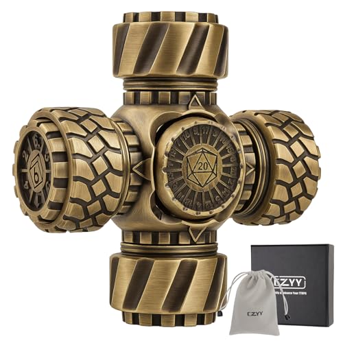 DND Spinner Dice – 7-in-1 Metal Polyhedral Dice Set with Rotating Sides & 4 Wheel Spinners | Stress Relief, Easy to Read, Great Gift and Accessories for DM, Gamer & Collector (Style B)