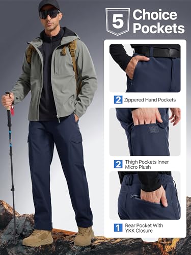 image for FREE SOLDIER Men's Outdoor Softshell Fleece Lined Cargo Pants Snow Ski