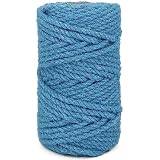 Leecogo 4.5mm Jute Rope 100 Feet Natural Craft Rope Twine String Perfect for Home Gardening Macrame Arts Crafts DIY Cat Scratching Post Replacement Repairing Recovering Cats Toy Making,Blue