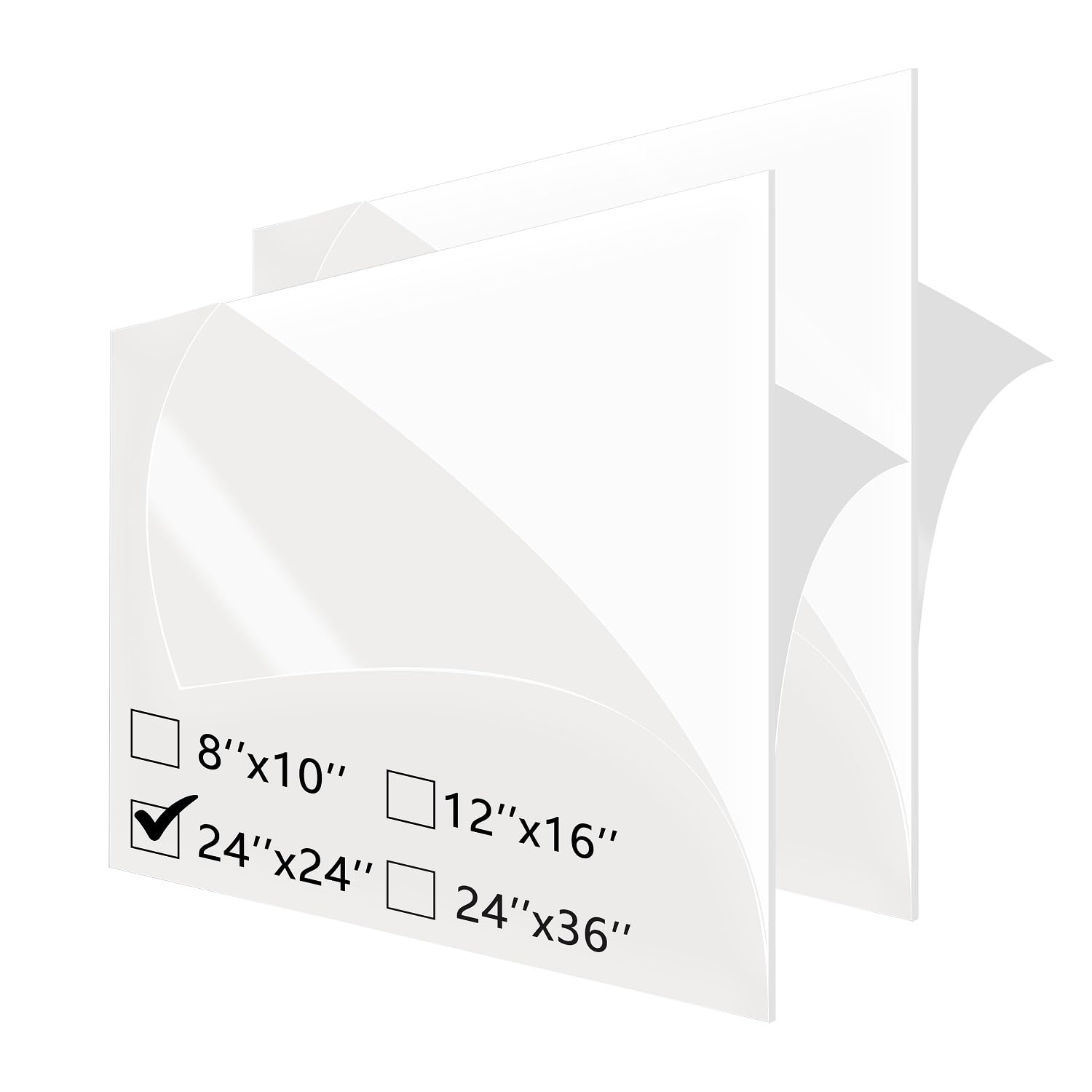 KEVJES Premium Glossy White Cast Acrylic Plexiglass Lucite Sheets-1/8 Inch Thick (3mm) for LED Panel,Sign,Crafting Project,Photo Frame,Laser Cutting and Engraving DIY and more-24x24 inch,2pack