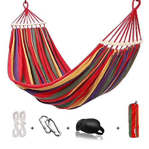 Happygo Cotton Hammock With Spreader Bar 9Ft Canvas Hammock With Tree Straps Balance Beam Rainbow Hammock Swing To 550Lbs For Patio, Backyard, Garden, Home Lounging Gift To Father`s Day Present #TOP4