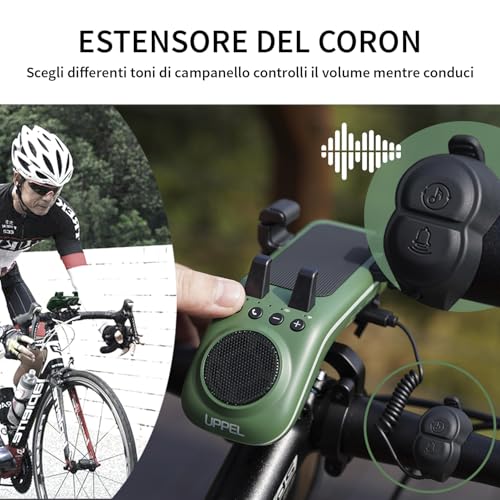 Sonnette de vélo et support téléphone avec phare rechargeable UPPEL - 5
