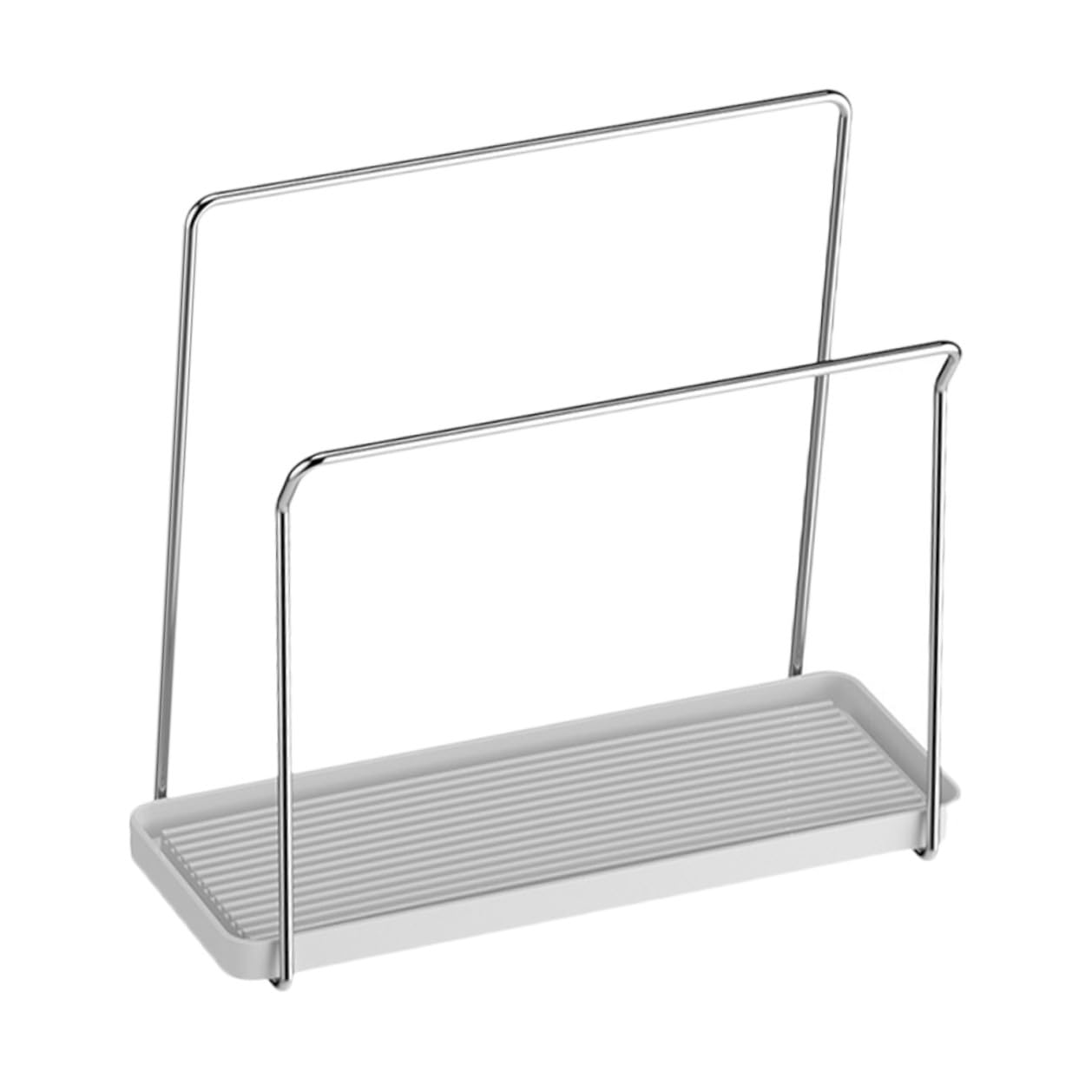 Portaspugne Lavello in Acciaio Bianco con Vassoio Drenante Organizer Compatto per Asciugatura e Detersivi Supporto Resistente e Moderno per Lavello