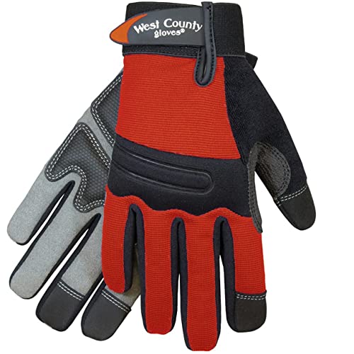 West County Gardener Chester Protective Gear 047B/L Men's Landscape Gloves – Large, Brick, Work Gloves w/Neoprene Knuckle, Anti-Slip Palms, Reinforced Thumb & Fingertips