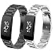 Koreda Compatible Fitbit Inspire/Inspire HR Bands Women Men, 2 Pack Solid Stainless Steel Metal Band Bracelet Strap Replacement for Fitbit Inspire/Inspire HR Smartwatch (Metal Black+ Silver)