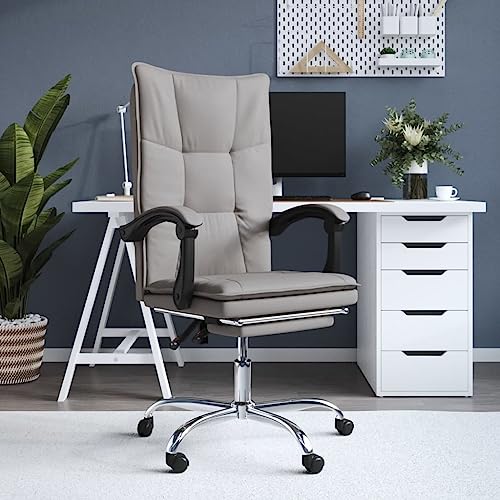 Chaise de bureau inclinable ergonomique en tissu taupe réglable