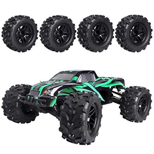 (4-Pack) Hobbypark Rc Truck 2.8" Tires & Wheels Rims With Foam Inserts 12Mm Hex Hub For 1/10 Electric/Nitro Power Off Road Monster #TOP4