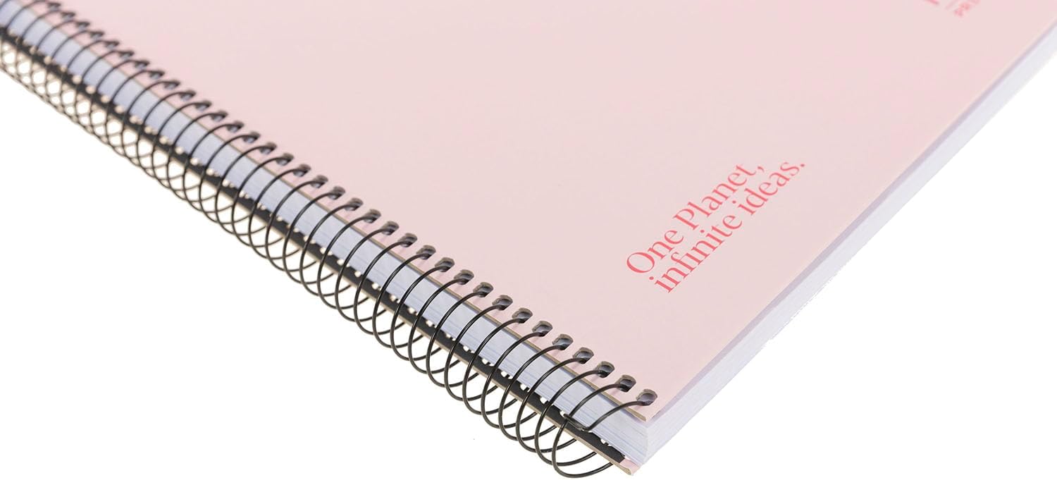 Navigator | Notebook A4 + Squared 5 x 5 | Extra Hard Cover | Pastel Pink | 5 Colour Border | 80 g Paper | 120 Sheets Microperforated 4 Holes | Spiral Coil-Lock | Premium Writing Paper
