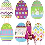 GIFTEXPRESS Easter Egg Yard Sign - 26' Tall x 18' Wide Yard Decorations - Perfect Decor for Outdoor Lawns - 6 Large Pieces w/Metal Stakes