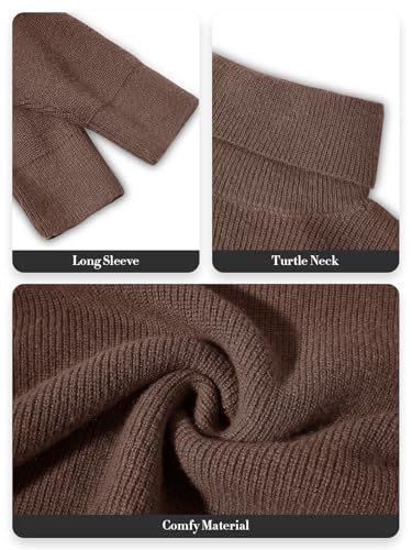 Image of Womens Turtleneck Oversized Sweater Batwing Chunky Pullover Sweater Casual Fall Loose Knit Jumper Top