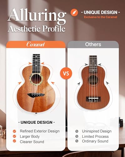 Caramel CAG47 Glossy Red African Mahogany 23 Inch Concert Ukulele thumb #4