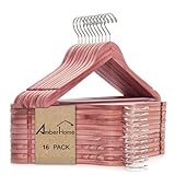 Amber Home 16 Pack American Red Cedar Hangers, Smooth Finish Wood Coat Hangers with Swivel Hook & Notches for Suit, Shirt, Dress, Jacket, Pants