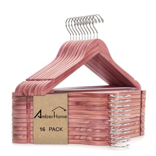 Amber Home 16 Pack Natural Red Cedar Wooden Suit Coat Hangers for Closet