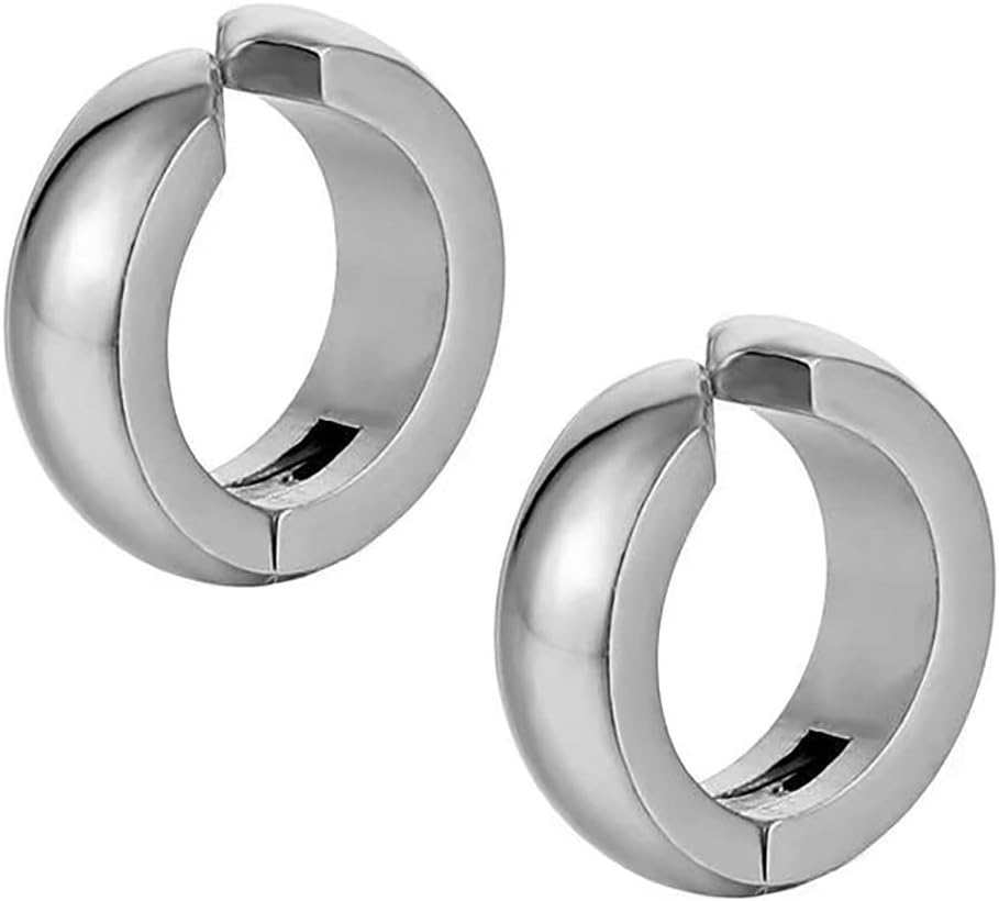 YCL&TXL Stainless Steel Hoop Huggie Men's Fake Earrings Clip On Earrings for Men Women