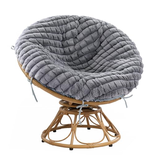 BALAPET Faux Fur Soft Plaid Papasan Cushion Cover,Papasan Chair Cushion Cover with Zipper and 8 Ties, Soft and Skin-Friendly, Removable and Machine Washable, Suitable for Round Chair Cushions