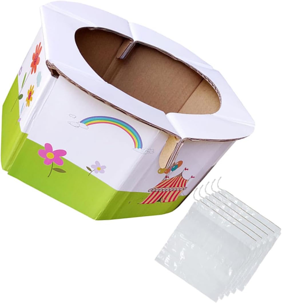 Foldable Portable Travel Potty with Paper Bags Safe Odorless Material Stable Load-bearing Toilet Seat for Home Car Outdoor Use