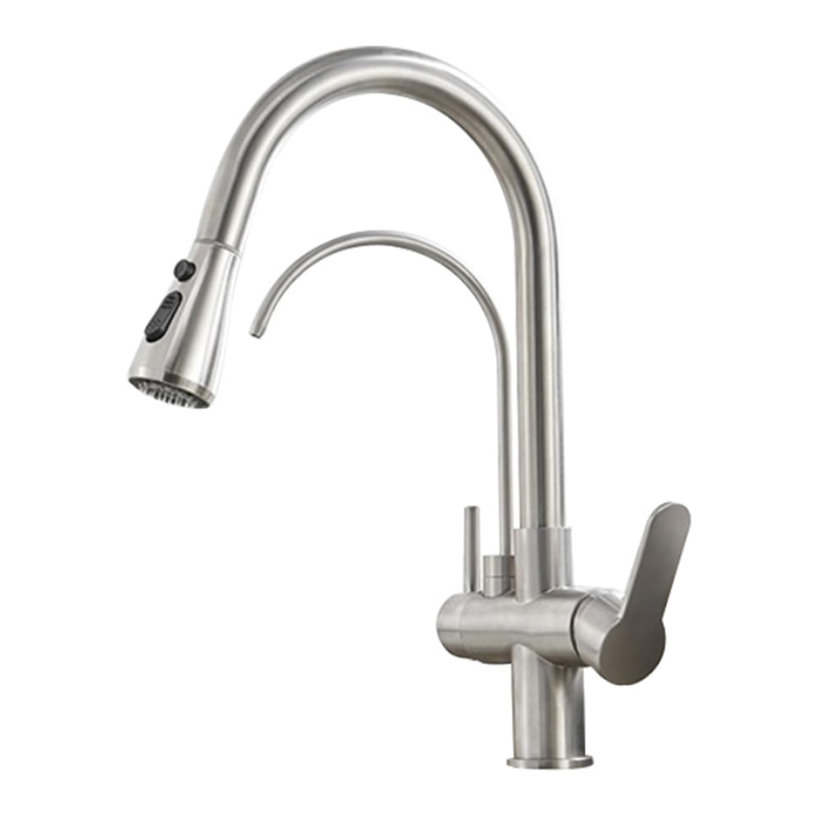 FCXWEVR 3 Way Kitchen Faucet with Extendable Shower Swivel Mixer Tap Brass Drinking Water Sink Tap Versatile Kitchen Sink Faucet for Easy Water Dispensing