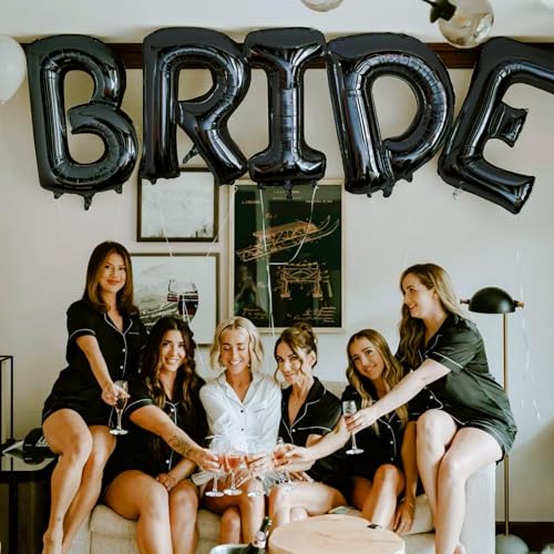 Image of 40inch Bride to Be Balloons - Jumbo Bride or Die Balloons for Bridal Shower Bachelorette Party Decorations and till Death Do Us Party Supplies （Black）