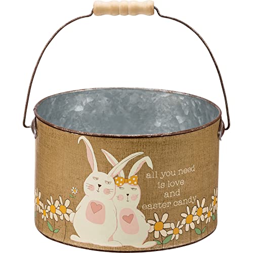 Primitives-by-Kathy-112133-All-You-Need-is-Love-and-Easter-Candy-Bucket-475-inch-Height-Metal-Paper-and-Wood Primitives by Kathy 112133 All You Need is Love and Easter Candy Bucket 475 inch Height Metal Paper and Wood