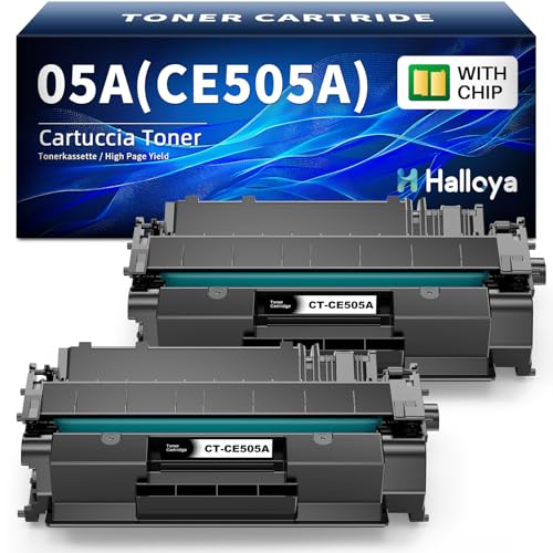 Halloya CE505A 05A CE505X 05X Cartucho de Toner Compatible con Impresoras HP LaserJet P2030 P2035 P2035N P2050 P2055 P2055D P2055DN P2055X (2 Negro)